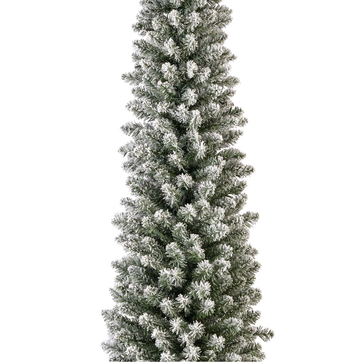 Albero di Natale innevato 210 cm slim Pencil Pine