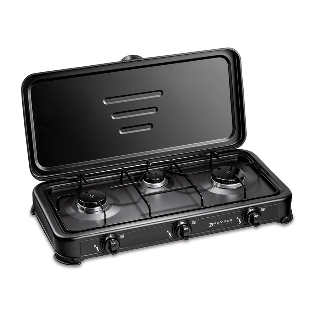 Fornello a gas portatile 3 fuochi Kemper 104982B