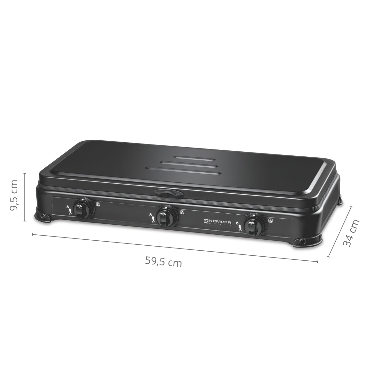 Fornello a gas portatile 3 fuochi Kemper 104982B