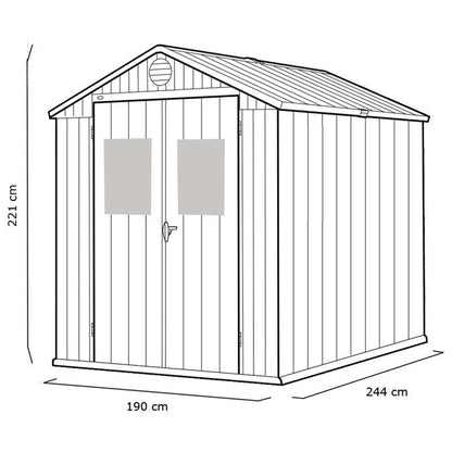 Keter casetta da giardino Darwin 6x8 in resina con doppia finestra e pavimento incluso