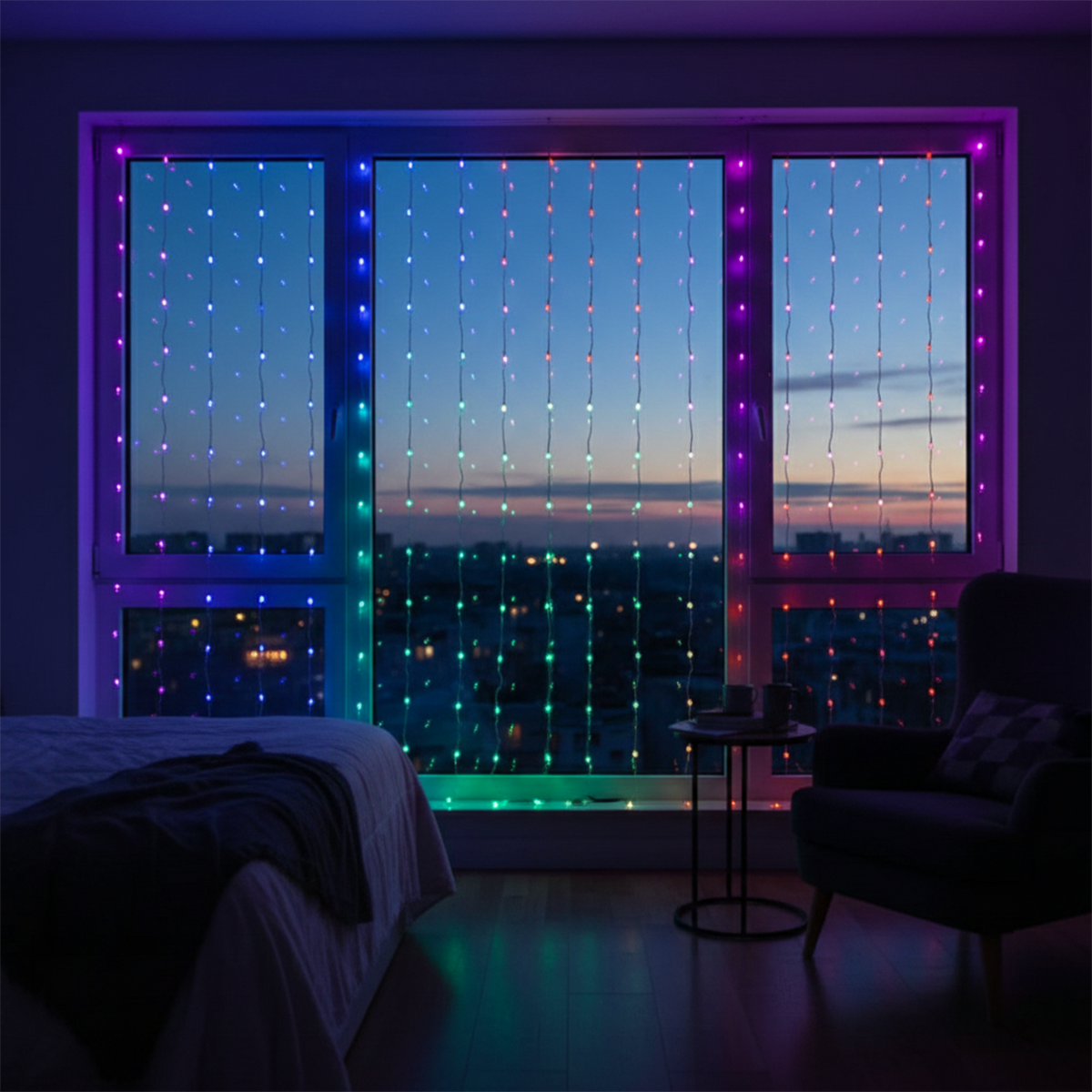 Tenda a luci LED RGB 120x120 cm con telecomando
