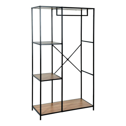 Scaffale a muro 90x40x166,5 cm con 2 ripiani in metallo nero e legno