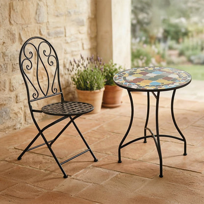 Sedia Bistro da giardino pieghevole in metallo nero