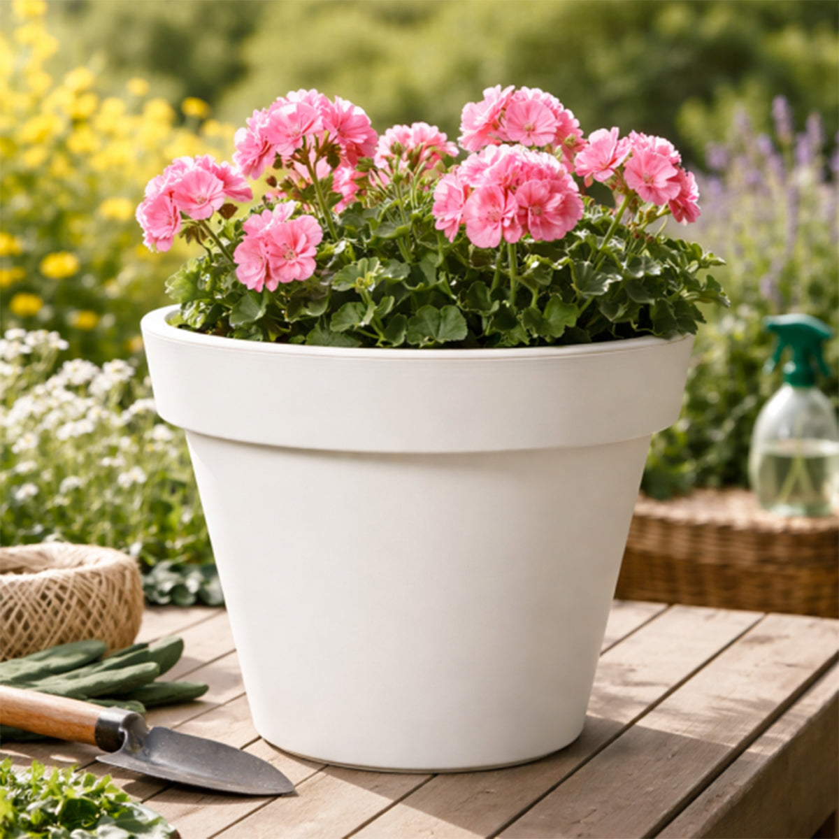 Vaso da terra tondo diametro 40 cm in polipropilene bianco