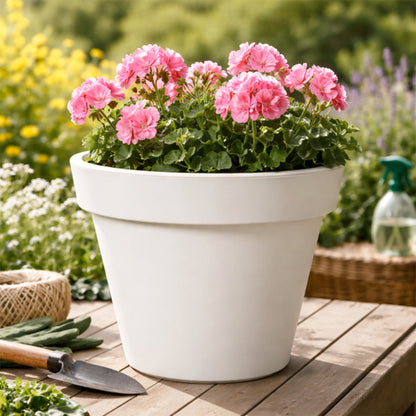 Vaso da terra tondo diametro 40 cm in polipropilene bianco