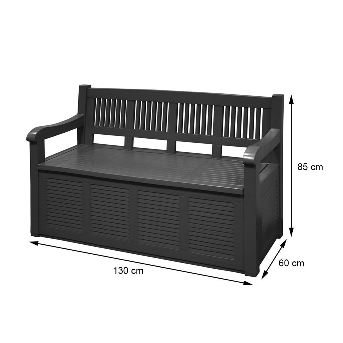 Panchina da esterno con contenitore antracite 130x60x84 cm