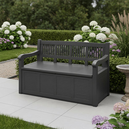 Panchina da esterno con contenitore antracite 130x60x84 cm