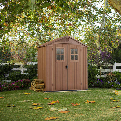 Keter casetta da giardino Darwin 6x4 in resina con pavimento e griglia di ventilazione