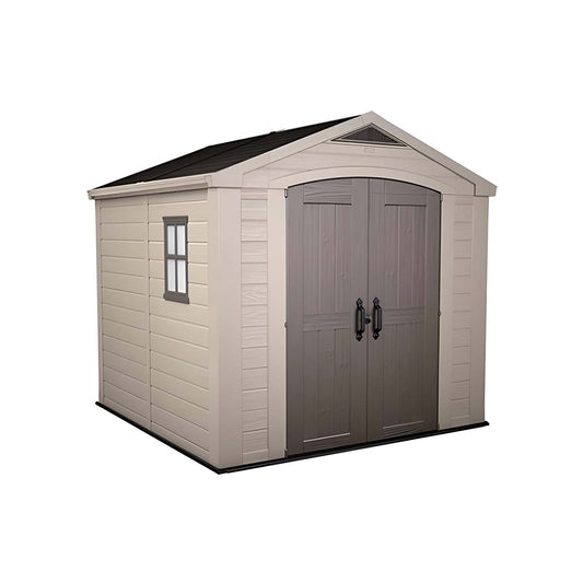 Keter casetta da giardino Factor 8x8 in resina colore beige con mensole