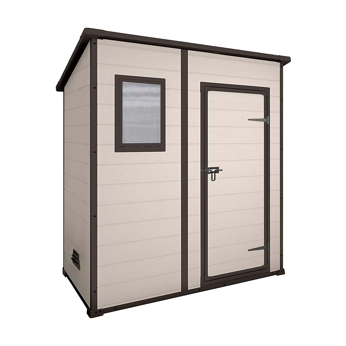 Keter casetta da giardino Manor Pent 6x4 in resina colore beige con finestra