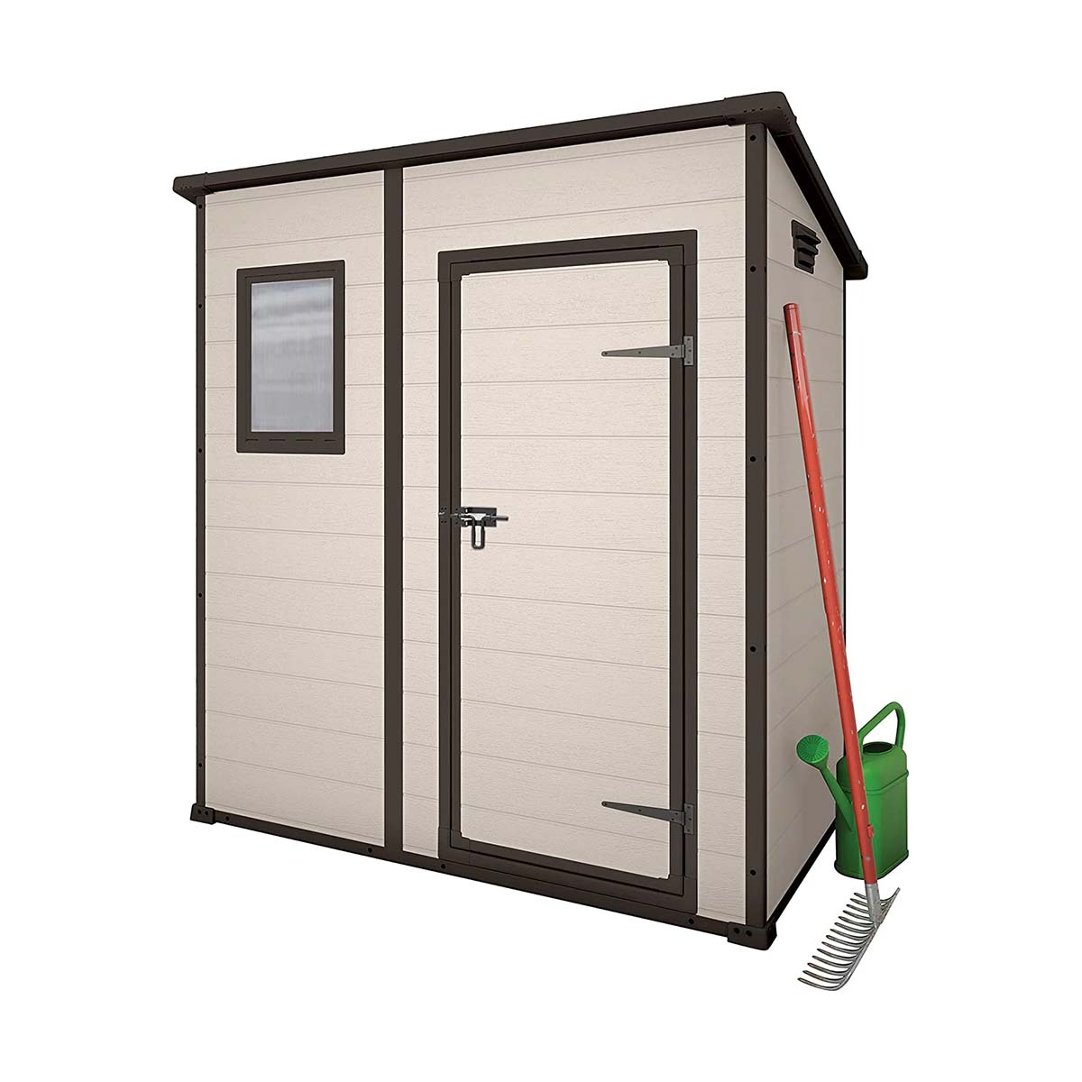 Keter casetta da giardino Manor Pent 6x4 in resina colore beige con finestra
