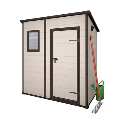 Keter casetta da giardino Manor Pent 6x4 in resina colore beige con finestra