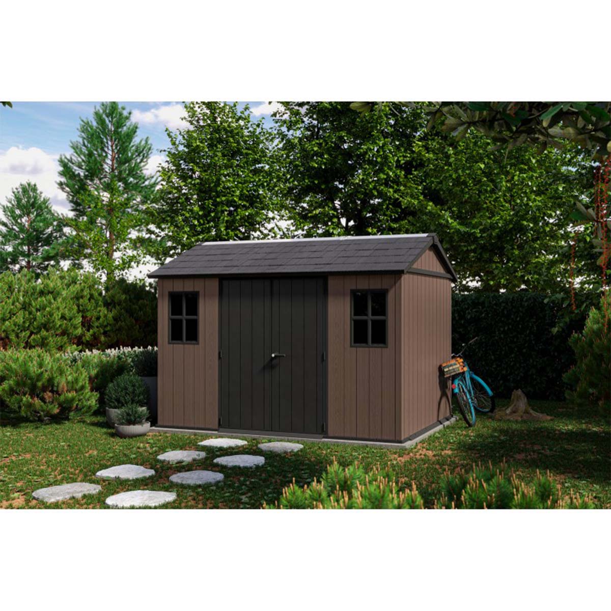 Keter casetta da giardino Newton Plus 1175/7511 in resina con finestre