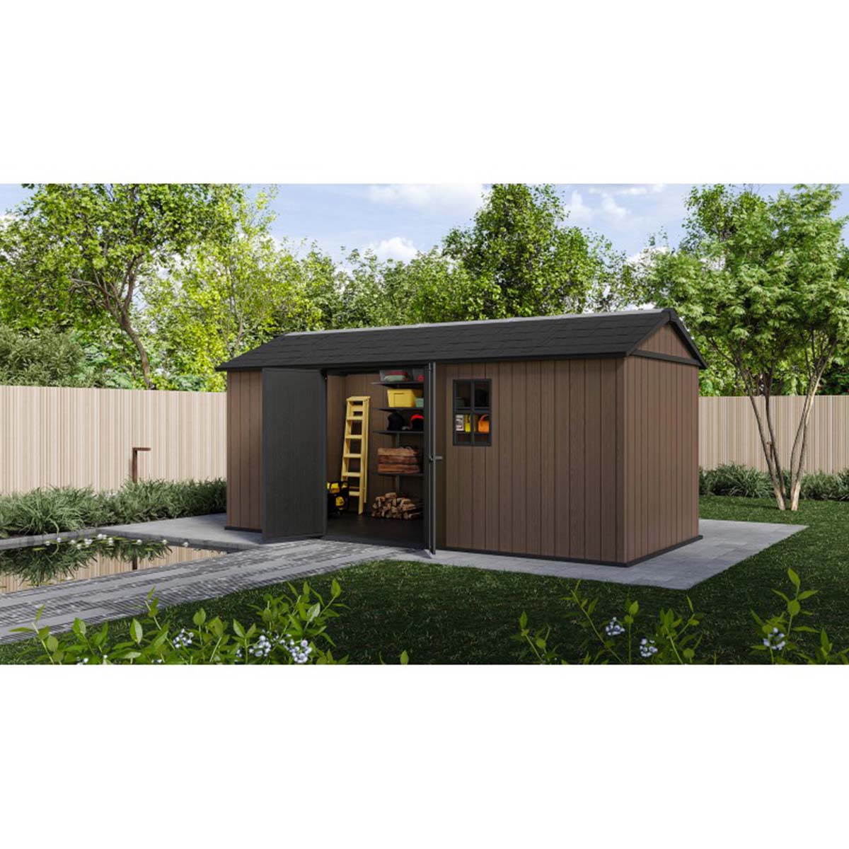 Keter casetta da giardino Newton Plus 7517/1775 in resina con finestre