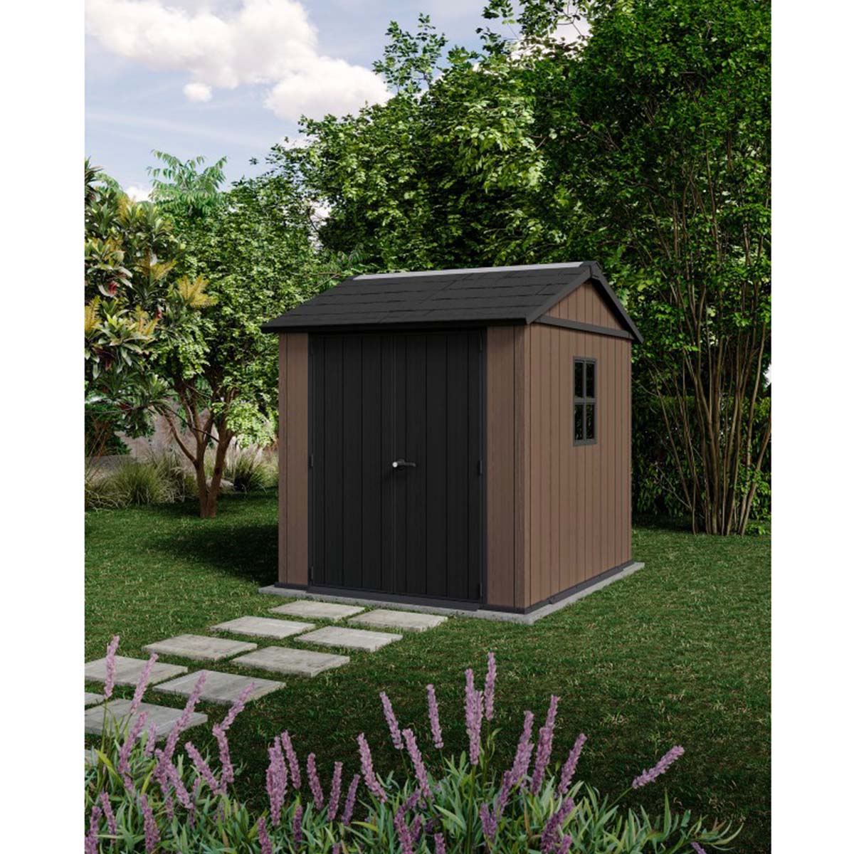 Keter casetta da giardino Newton Plus 757/775 in resina con finestre