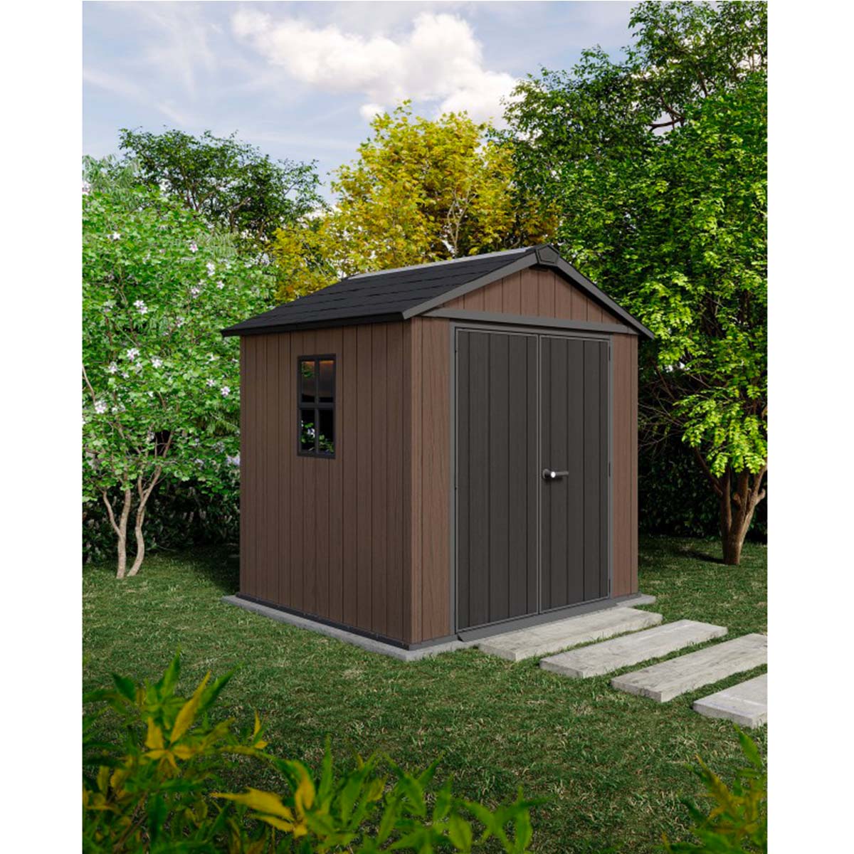 Keter casetta da giardino Newton Plus 757/775 in resina con finestre