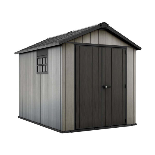 Keter casetta da giardino in resina 230x350x242H cm Oakland 7511 grigio con lucernario e due finestre laterali