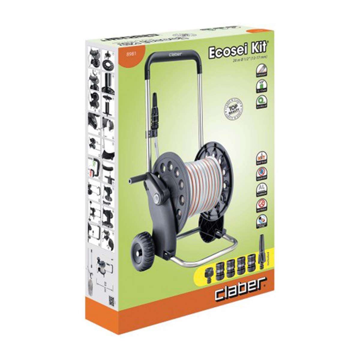 Kit carrello avvolgitubo Claber Ecosei 20mt