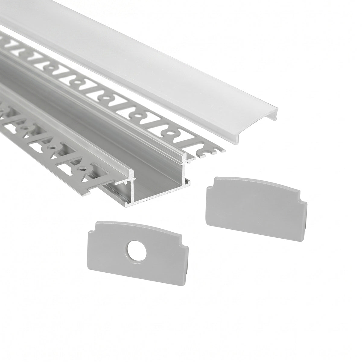 Kit profilo in alluminio ad incasso per strip LED 2 metri PCB 20mm con accessori