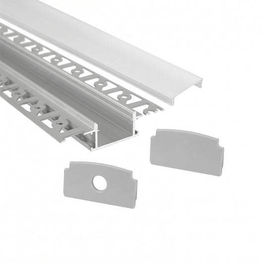 Kit profilo in alluminio ad incasso per strip LED 2 metri PCB 20mm con accessori