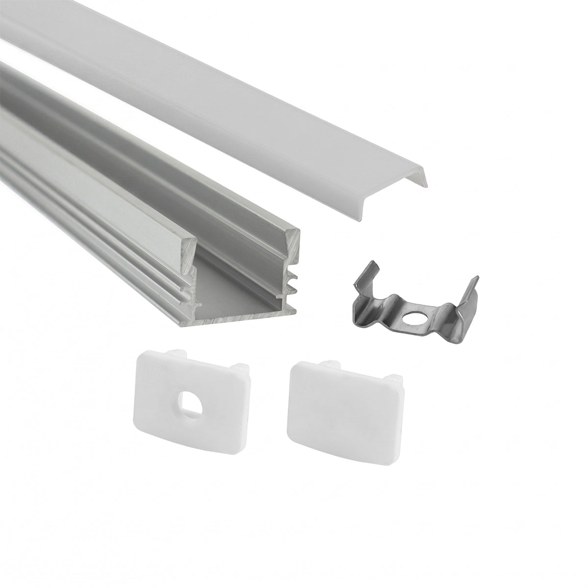 Kit profilo in alluminio ad incasso per strip LED 2 metri con accessori
