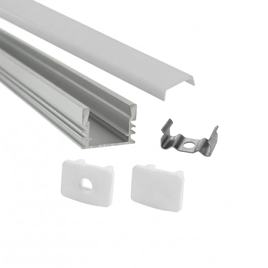 Kit profilo in alluminio ad incasso per strip LED 2 metri con accessori