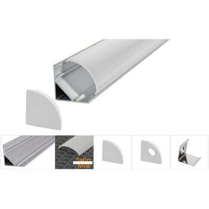 Kit profilo in alluminio angolare per strip LED 2 metri con accessori