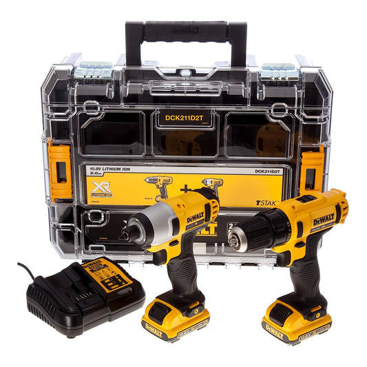 Kit trapano avvitatore Dewalt 10,8 v batteria 2 Ah con valigetta e 2 batterie