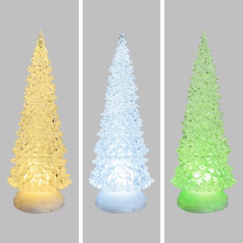 Albero di Natale acrilico glitter led ice Mix 3 H 32 cm