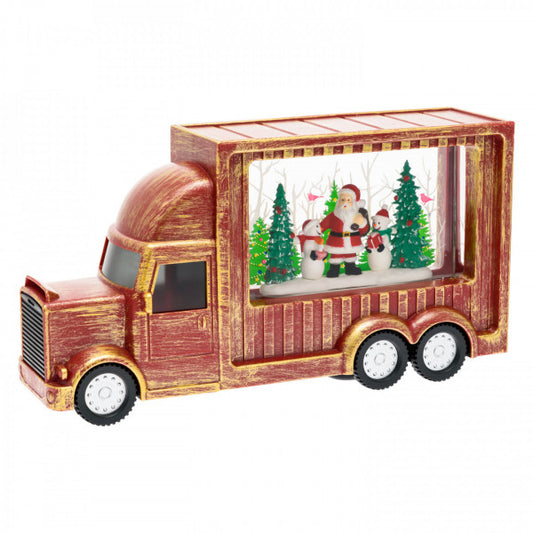 Camion Cola natalizio decorato rosso antico oro e glitter con luci Lotti 67110