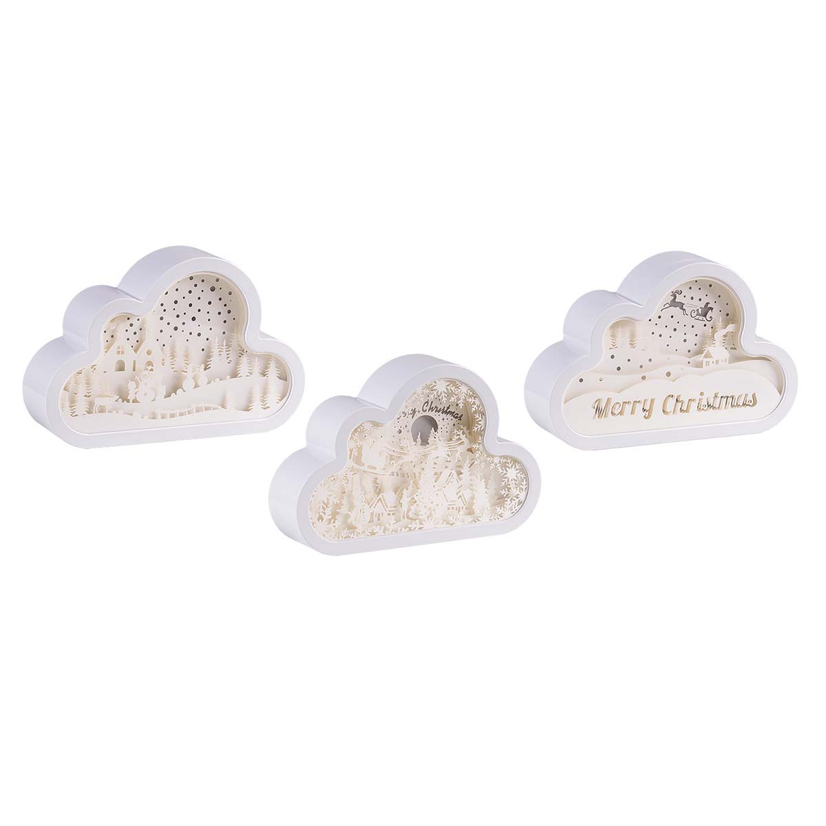 Papercut natalizio LED nuvola 20 cm