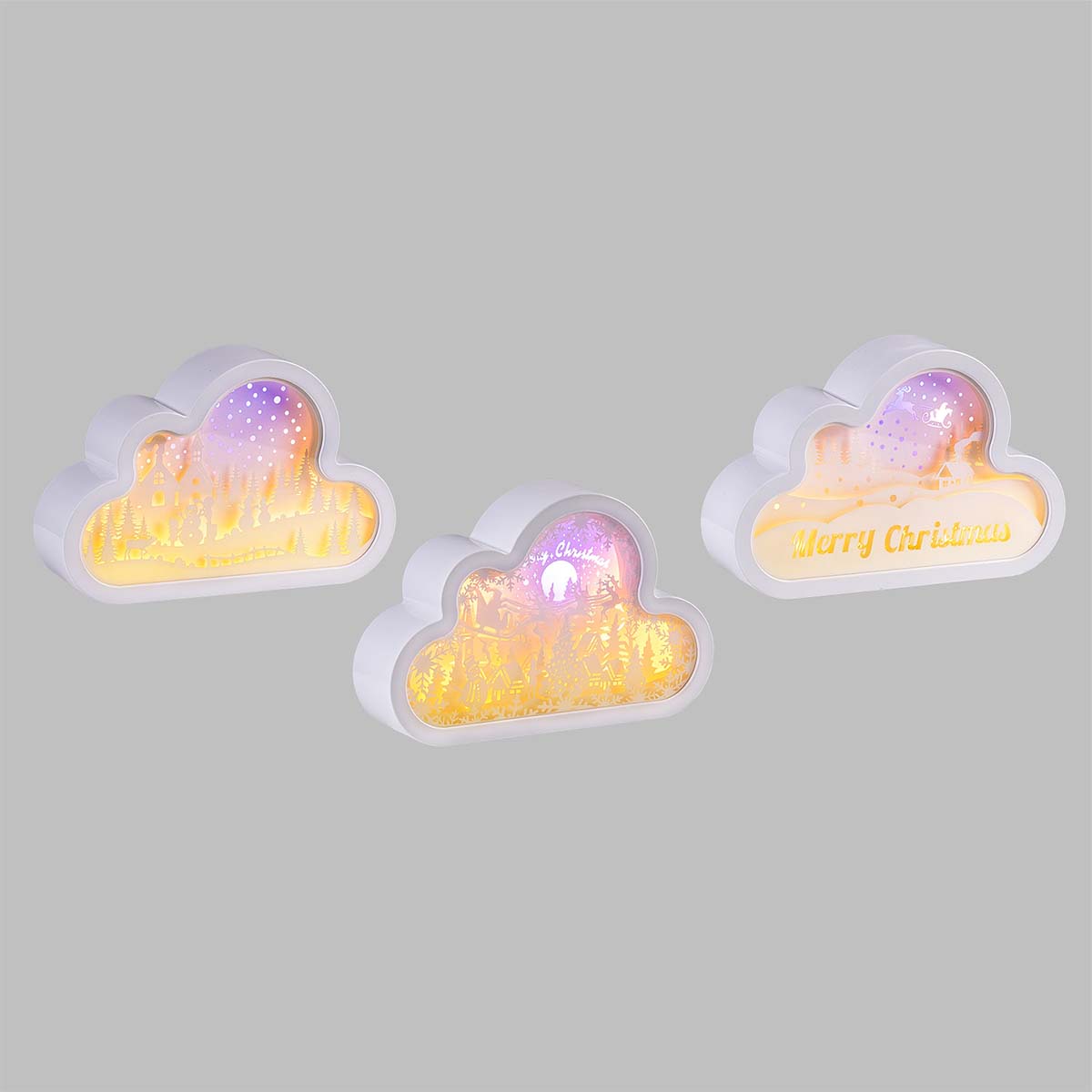 Papercut natalizio LED nuvola 20 cm