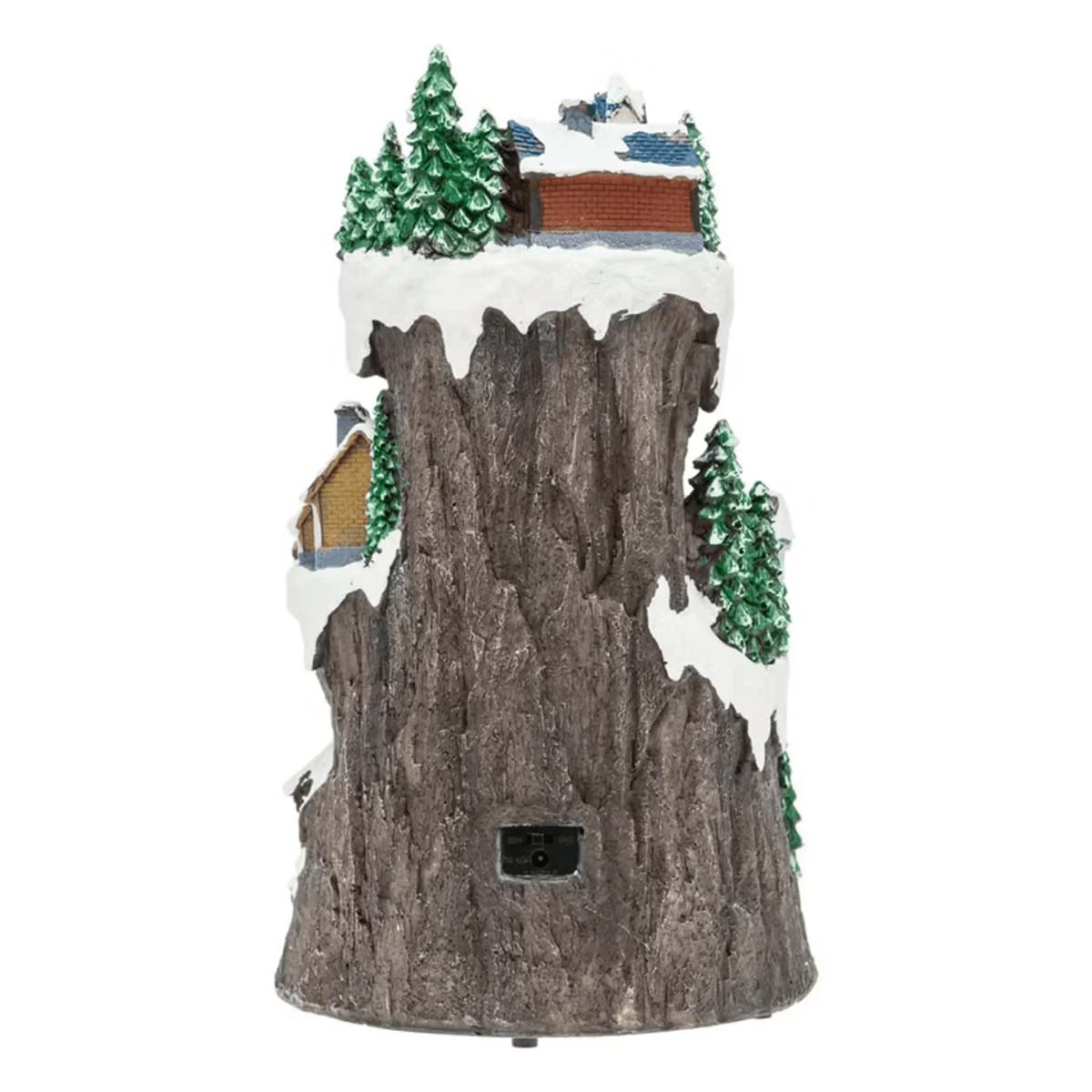 Villaggio di Natale innevato con luci e treno in movimento 21x21x38 cm