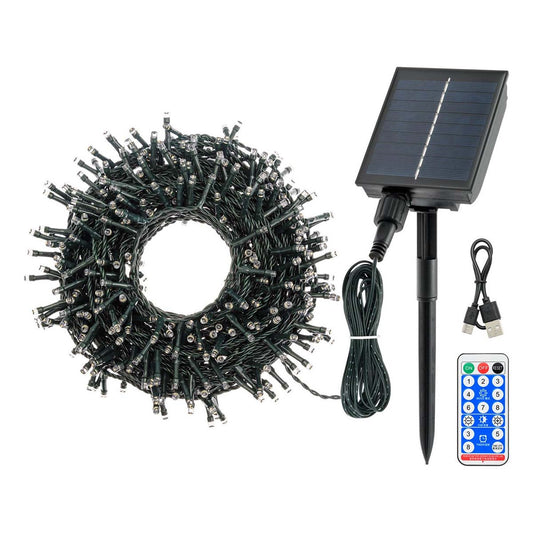 Catena luci di Natale 20 metri 400 LED bianco caldo con pannello solare Lotti