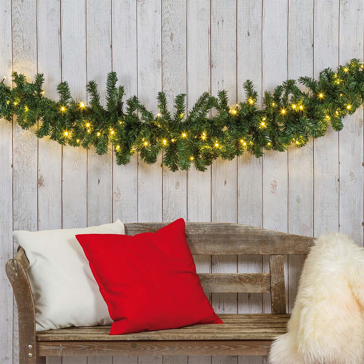 Festone natalizio con luci 270 cm verde Moena