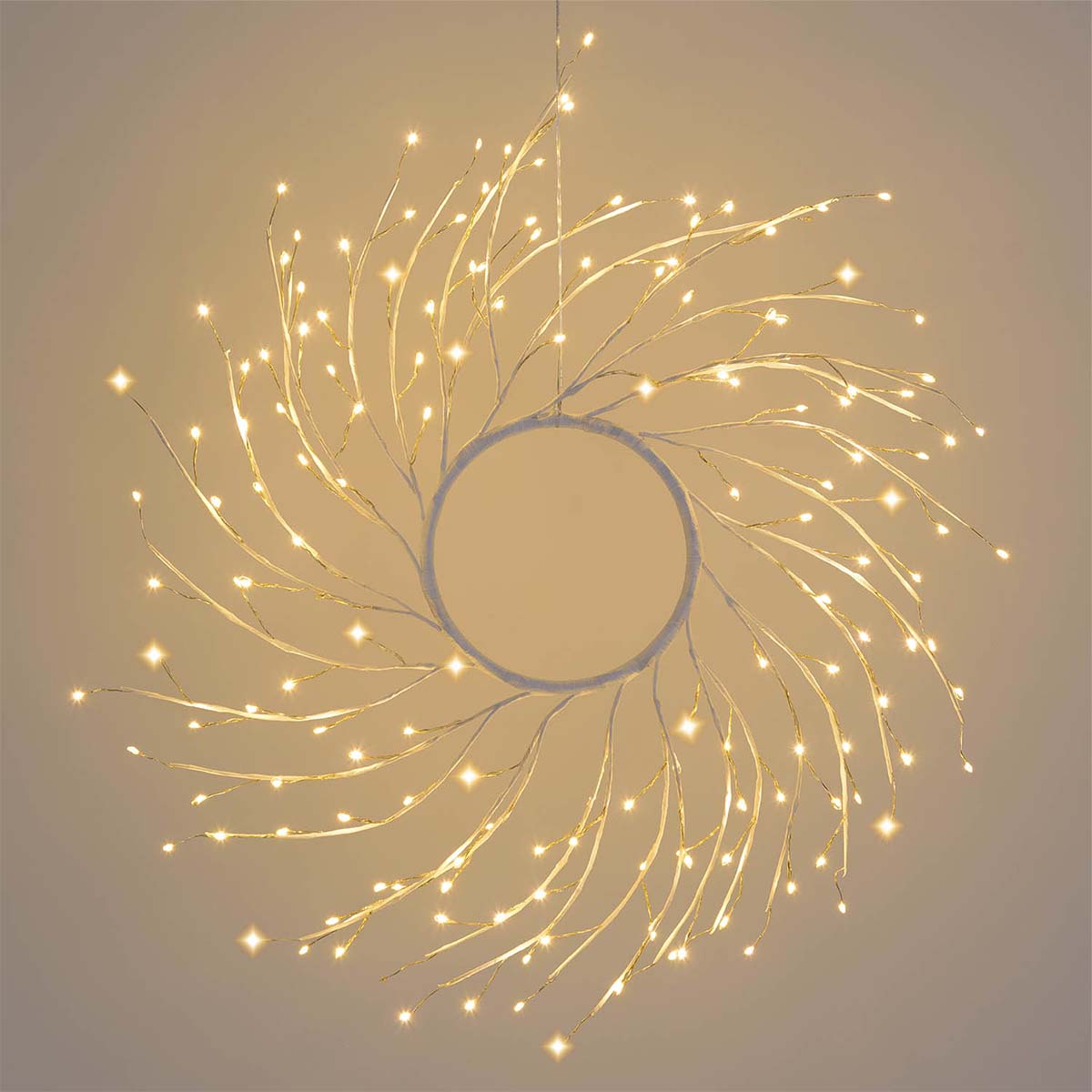 Corona natalizia in tiglio bianco 45 cm 160 MicroLED