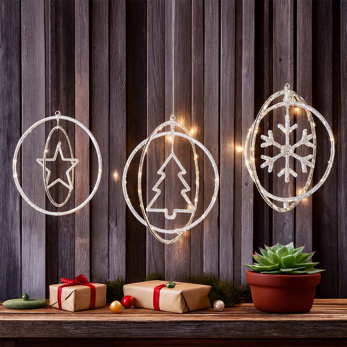 Decorazione natalizia luminosa Ø32 cm con MicroLED