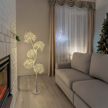 Albero natalizio luminoso bianco H 120 cm con 5 sfere