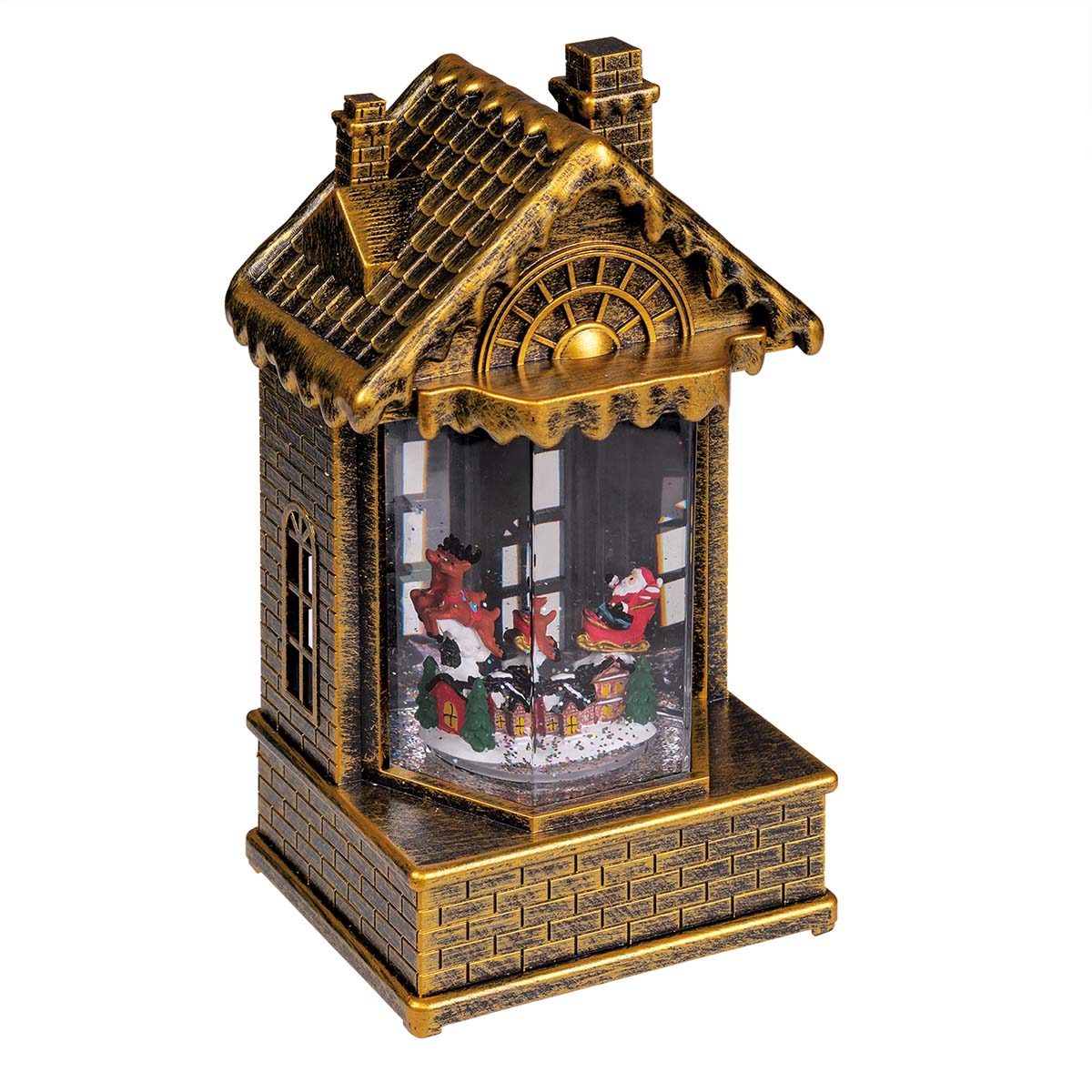 Casetta natalizia luminosa LED con glitter h 19,5 cm