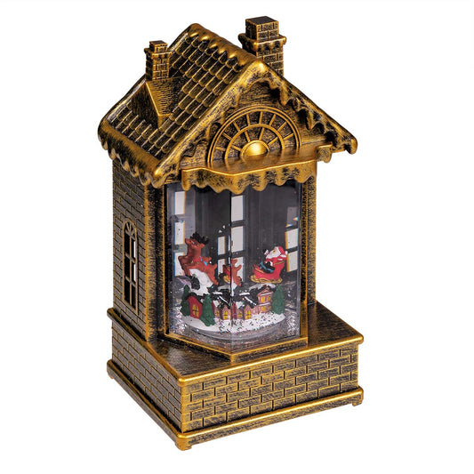 Casetta natalizia luminosa LED con glitter h 19,5 cm