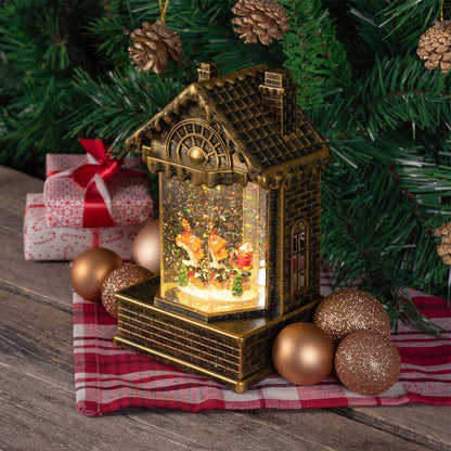 Casetta natalizia luminosa LED con glitter h 19,5 cm