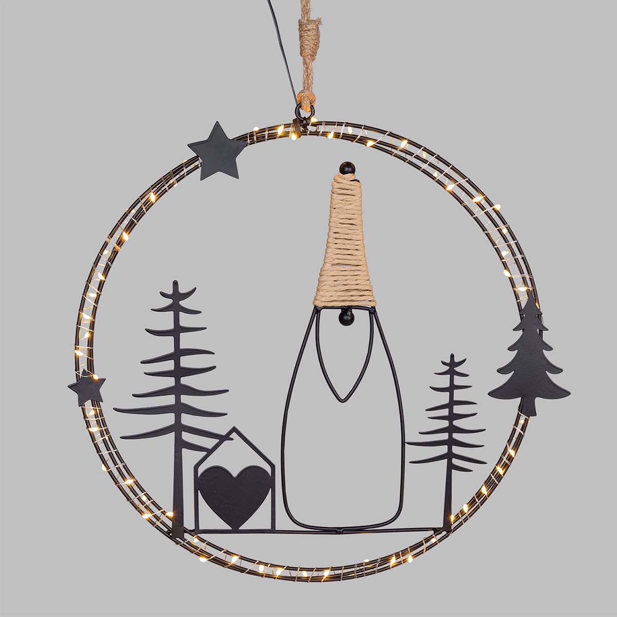 Corona natalizia luminosa 35 cm MicroLED bianco caldo