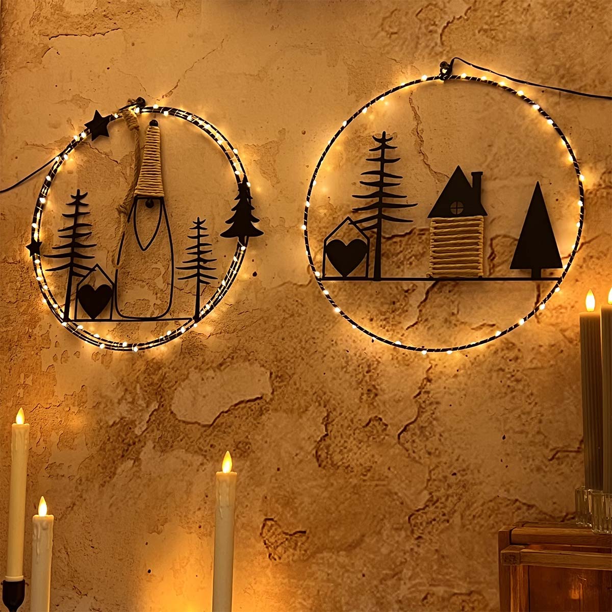 Corona natalizia luminosa 35 cm MicroLED bianco caldo