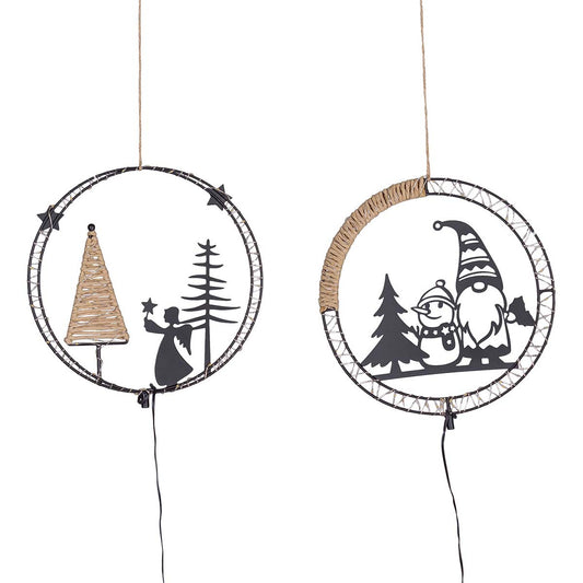 Corona natalizia luminosa 25 cm MicroLED bianco caldo