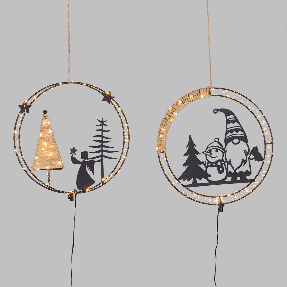 Corona natalizia luminosa 25 cm MicroLED bianco caldo