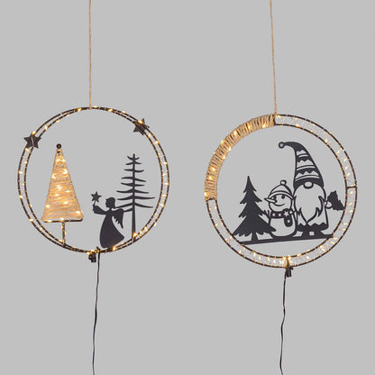 Corona natalizia luminosa 25 cm MicroLED bianco caldo