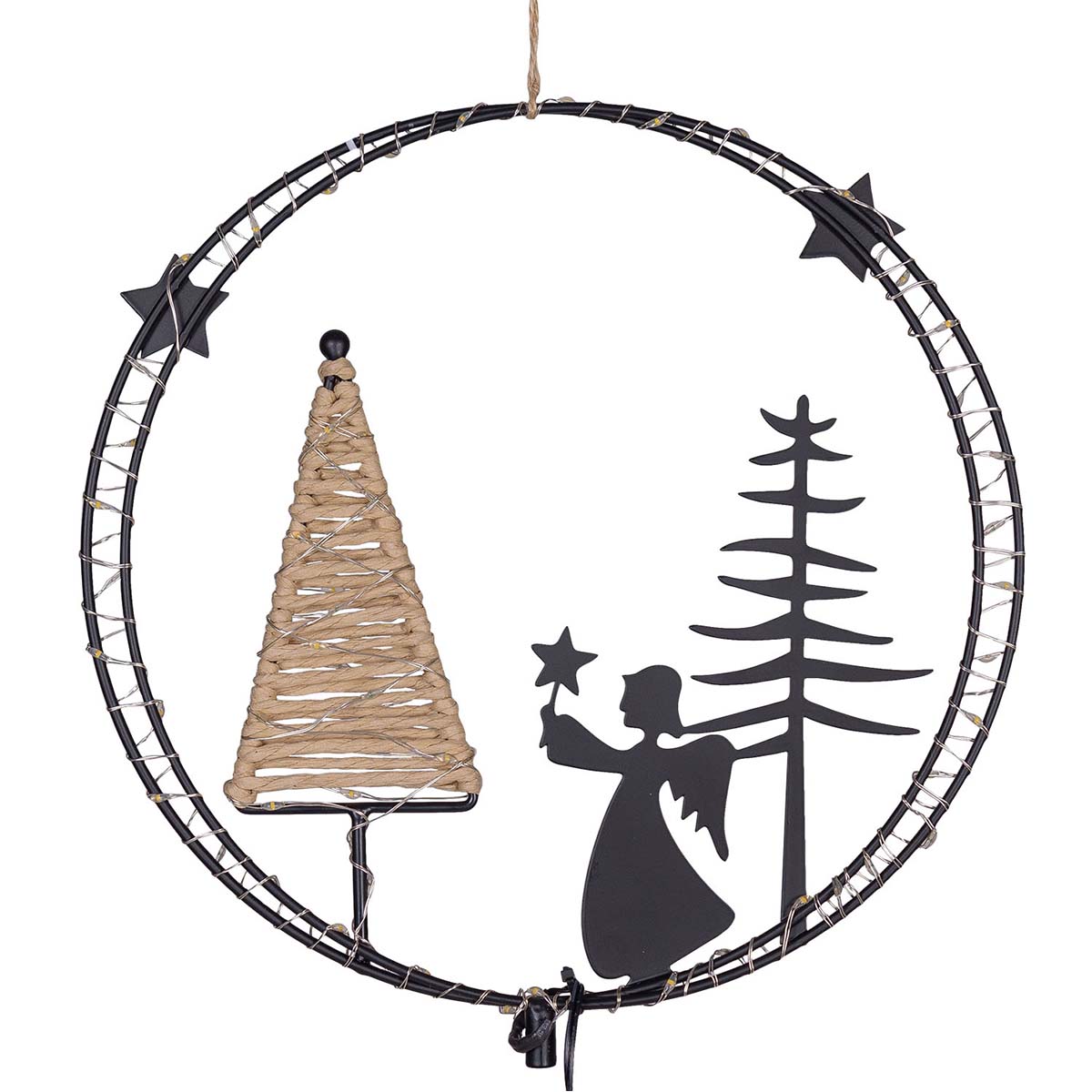 Corona natalizia luminosa 25 cm MicroLED bianco caldo