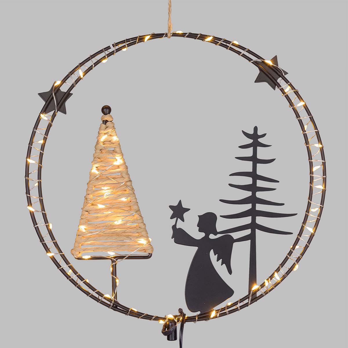 Corona natalizia luminosa 25 cm MicroLED bianco caldo