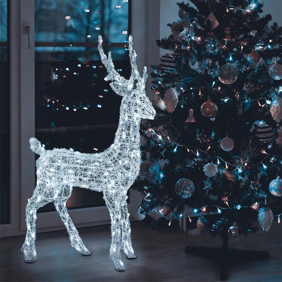 Renna natalizia luminosa 3D H 105 cm 180 LED