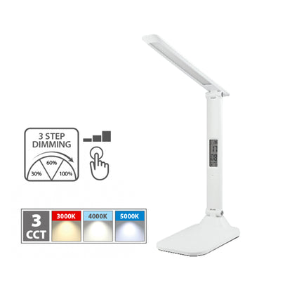Lampada da tavolo LED ricaricabile Hiro dimmerabile con display bianca IP44